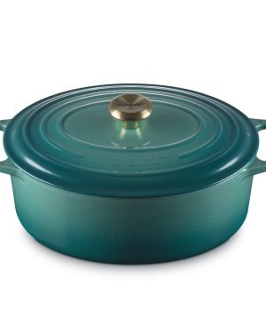 LE CREUSET COCOTTE OVALE EVOLUTION IN GHISA VETRIFICATA BLUE RIVIERA 31 cm
