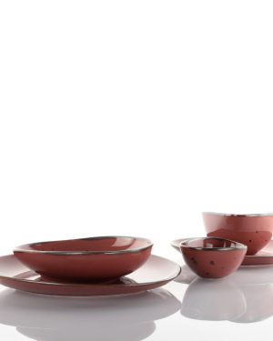 WEISSESTAL SERVIZIO 18 PEZZI TAVOLA AQUA MARSALA RED