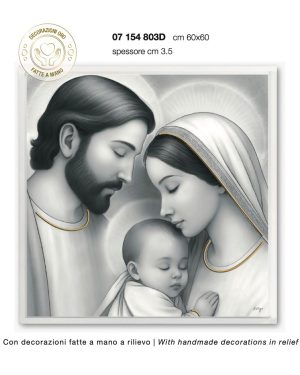 ESTEGO QUADRO SACRA FAMIGLIA 60 X 60 DECORAZIONI ORO