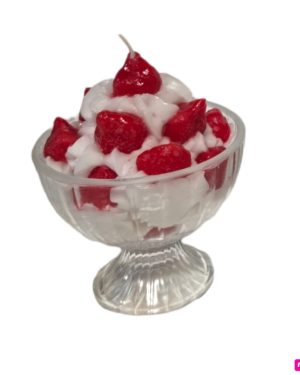 INTRONA CANDELA A FORMA COPPA DI FRAGOLE