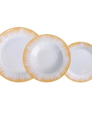 VILLA ALTACHIARA Servizio piatti porcellana 18 pezzi Raggi ocra