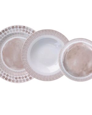 VILLA ALTACHIARA Servizio piatti porcellana 18 pezzi Tabata tortora