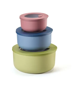 GUZZINI SET 3 CONTENITORI BASSI 'STORE&MORE BIO' "FOOD STORAGE" - TONDI