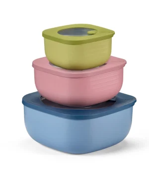 GUZZINI SET 3 CONTENITORI BASSI 'STORE&MORE BIO' "FOOD STORAGE" - QUADRATO