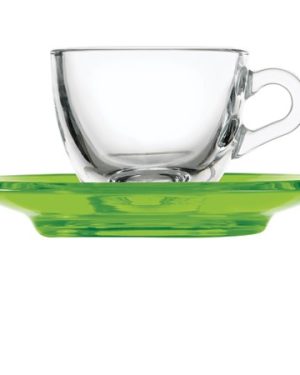 GUZZINI TAZZA CAPPUCCINO IN VETRO PIATTINO VERDE