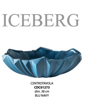 CRISTALLERIA DI CORTE ICEBERG CENTROTAVOLA BLU NAVY