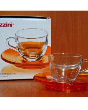 GUZZINI TAZZINA CAFFE IN VETRO PIATTINO ARANCIO