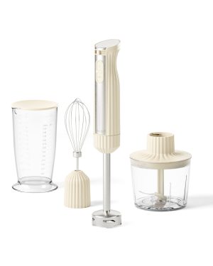 GUZZINI FRULLATORE A IMMERSIONE CON ACCESSORI (FRUSTA, BICCHIERE, TRITATUTTO) AVORIO " SOUS CHEF "