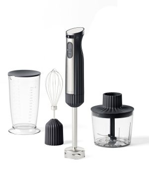 GUZZINI FRULLATORE A IMMERSIONE CON ACCESSORI (FRUSTA, BICCHIERE, TRITATUTTO) NERO " SOUS CHEF "