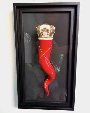 SBORDONE PORCELLANE QUADRO CORNO ROSSO KINTSUGI